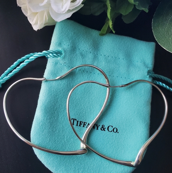 Tiffany & Co. Elsa Peretti Open Heart Hoop Earrings - Picture 2 of 5